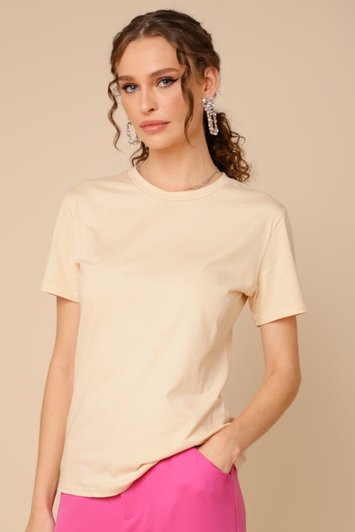 Camiseta Básica Manga Curta  Areia