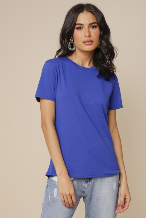 Camiseta Básica Manga Curta  Azul