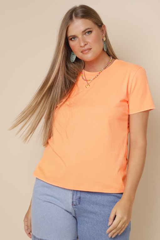 Camiseta Básica Manga Curta  Laranja