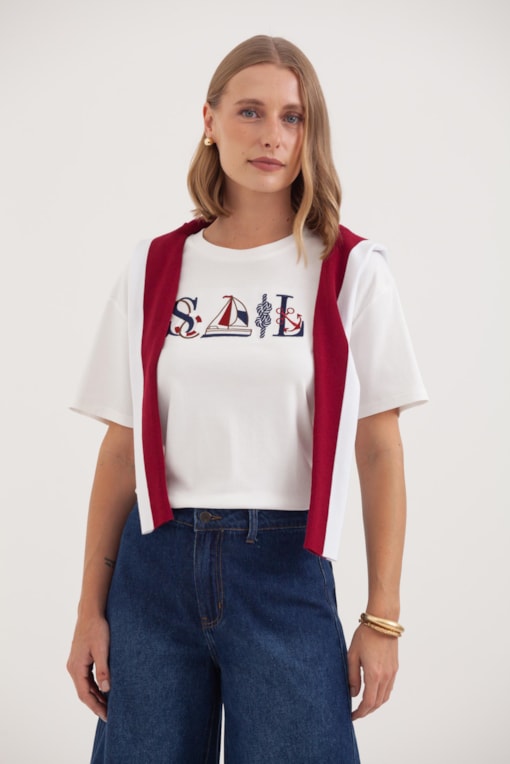 Camiseta Bordado Sail Branco