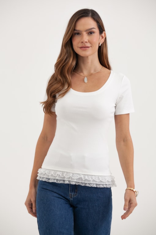Camiseta Com Barrado De Plissado Off-white