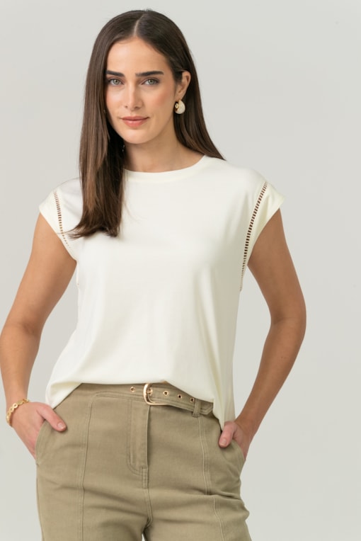 Camiseta Com Entremeios Off-white
