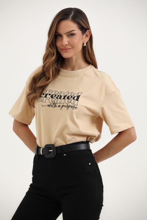 Camiseta Created With A Purpose Bege