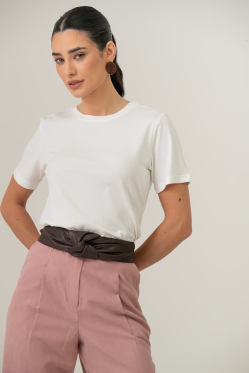 Camiseta Decote Careca Básica Off-white
