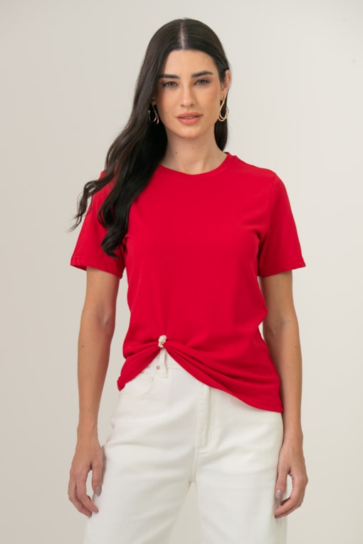 Camiseta Decote Careca Básica Vermelho