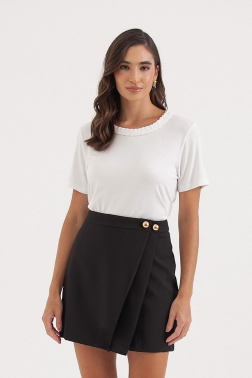 Camiseta Decote Trançado  Off-white