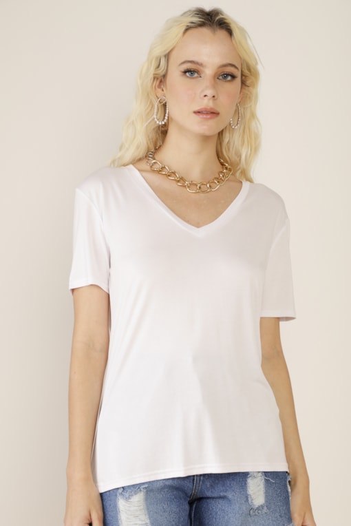 Camiseta Decote V New Year  Branco