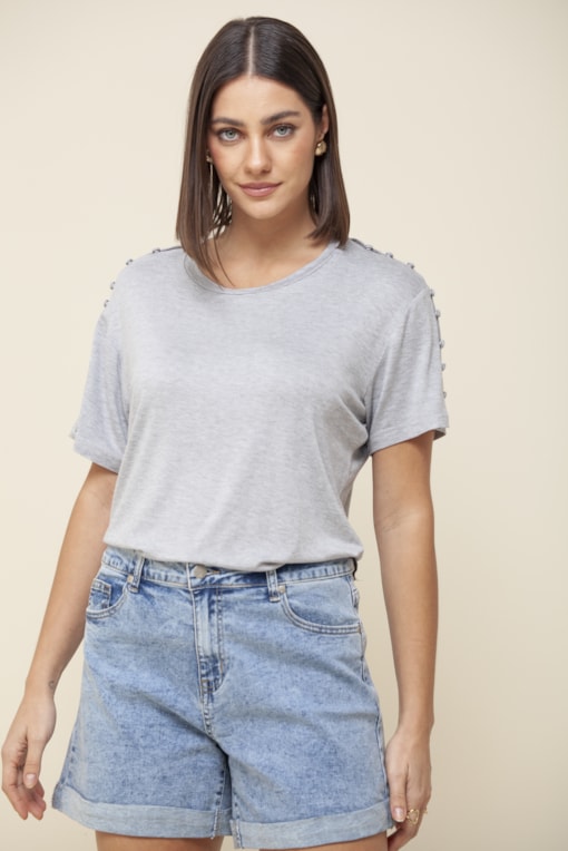 Camiseta Detalhe Ombro Mescla