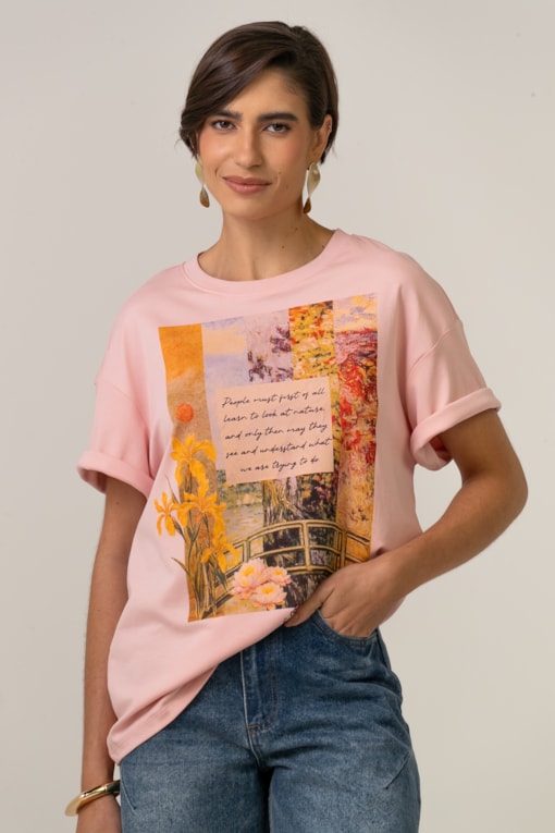 Camiseta Look At Nature Monet Rosa