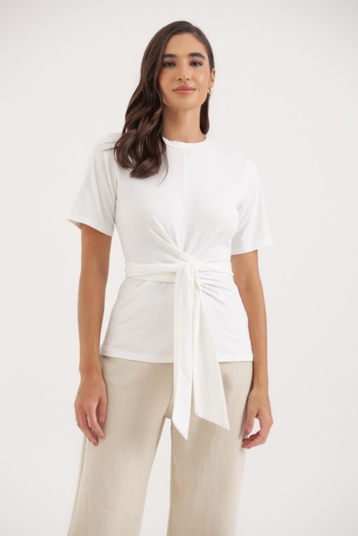 Camiseta Manga Curta Amarração Off-white