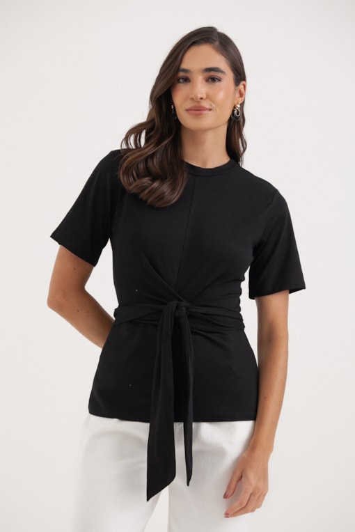 Camiseta Manga Curta Amarração Preto