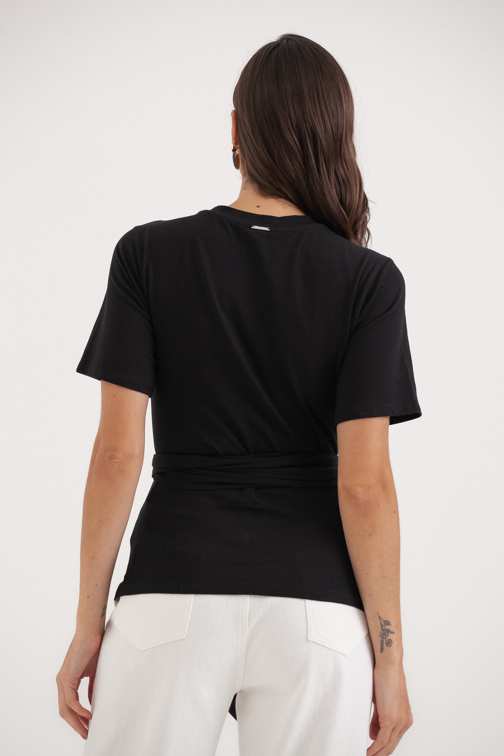 Camiseta Manga Curta Amarração Preto