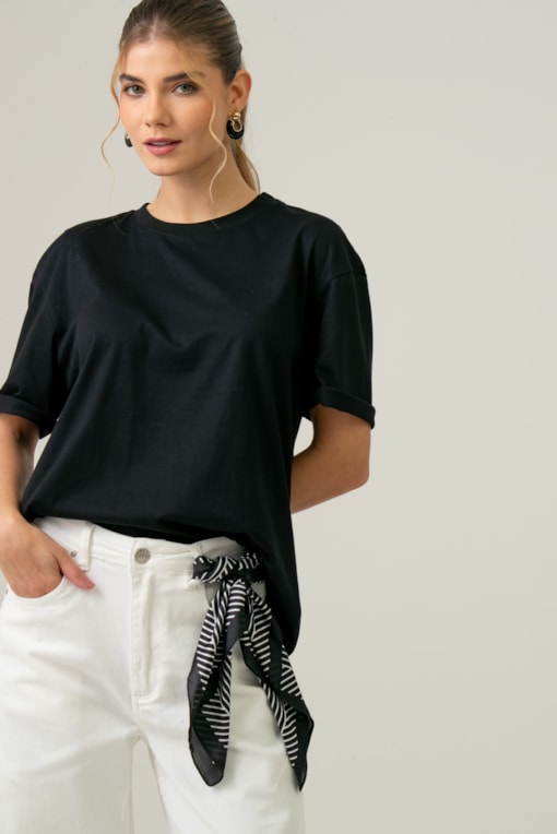 Camiseta Manga Curta Lisa Preto