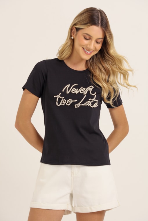 Camiseta Never Too Late Preto