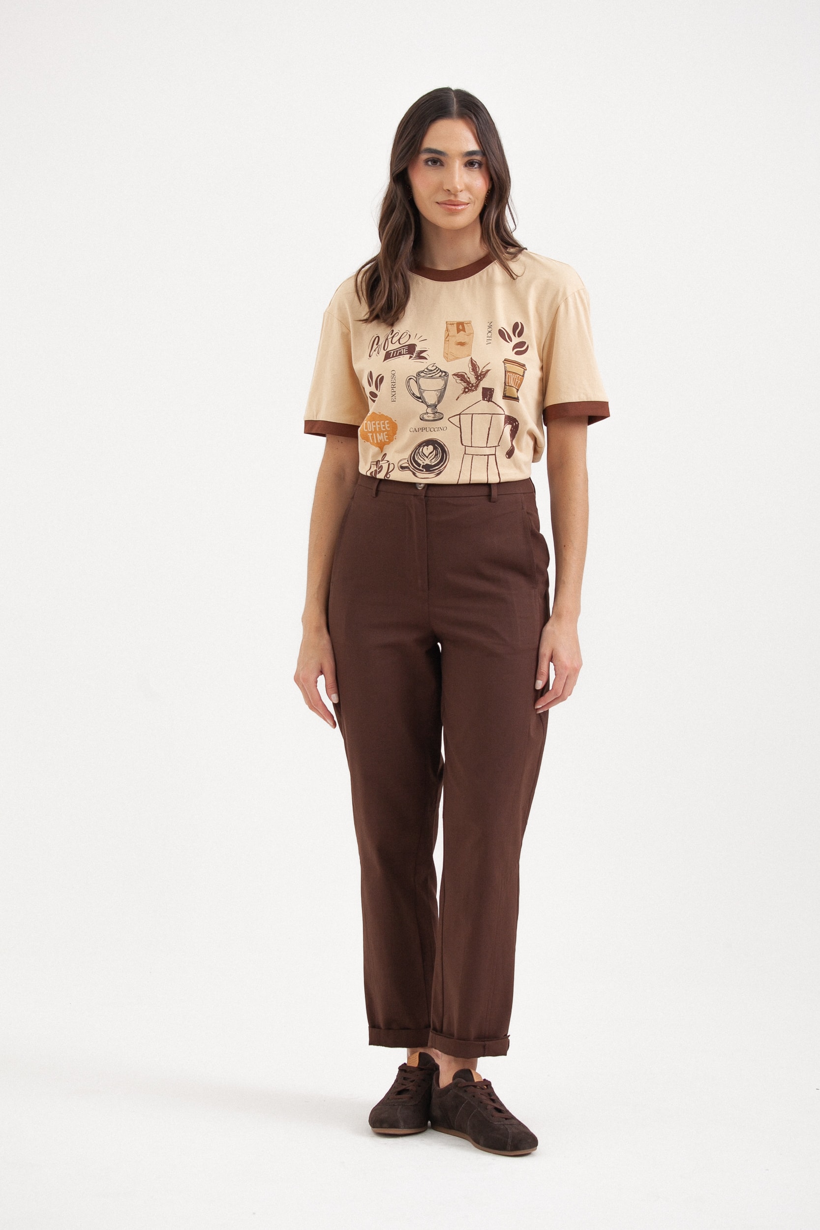 Camiseta Ring Tee Ícones Café Bege