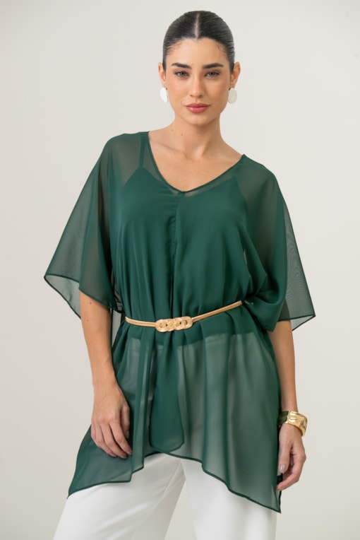Capa Em Chiffon Com Regata Verde 