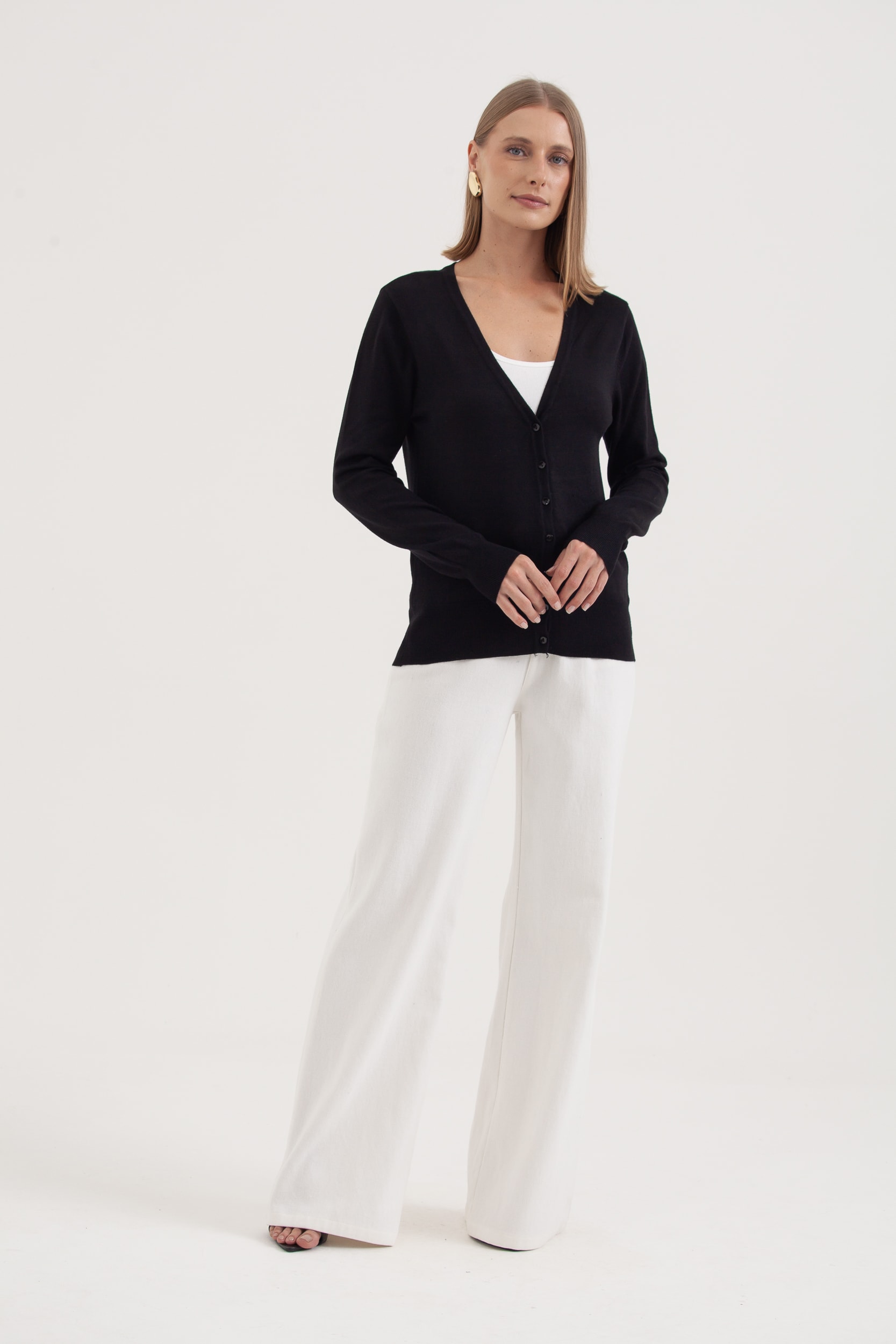 Cardigan Decote V  Preto