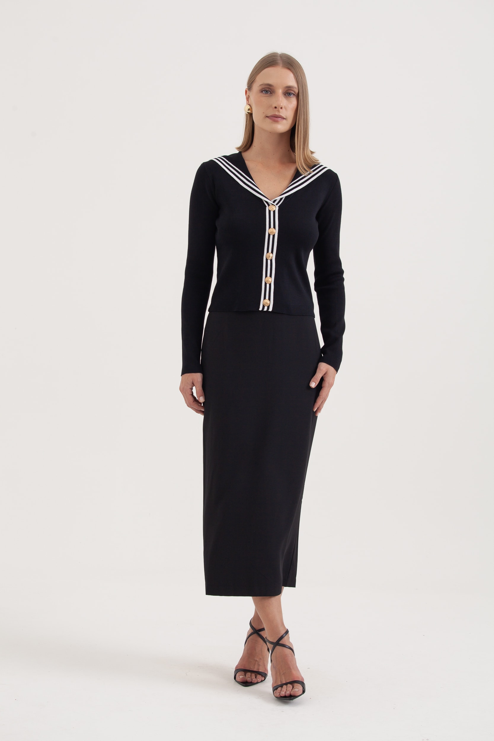 Cardigan Tricot Marinheiro Preto
