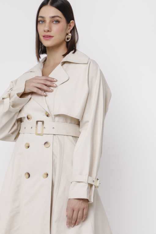 Casaco Trench Coat Cinto Bege