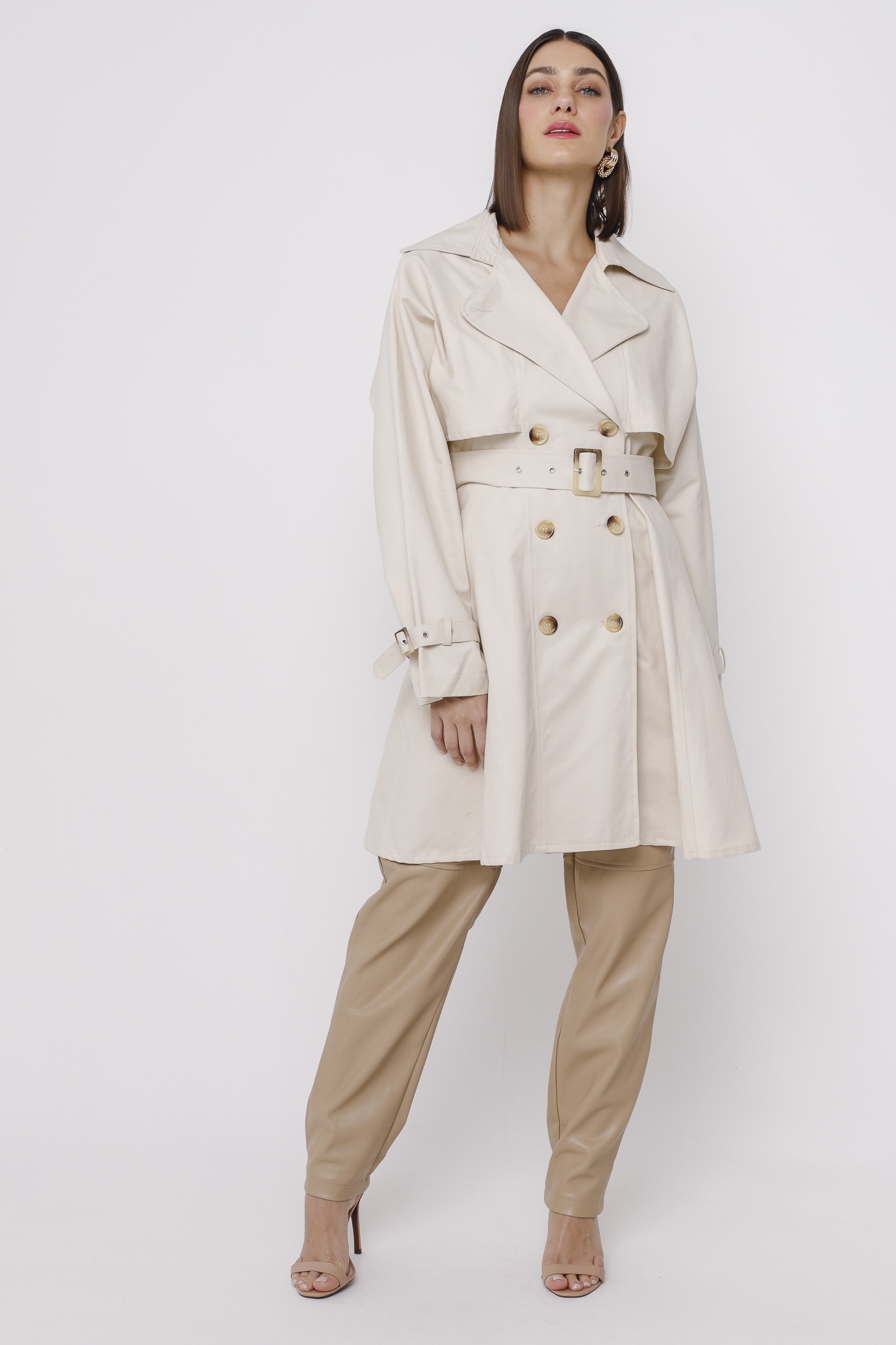 Casaco Trench Coat Cinto Bege