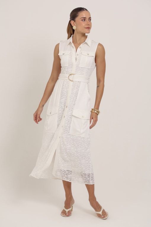 Chemise De Renda Branco