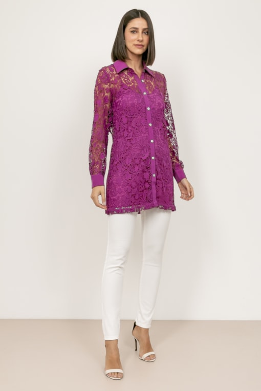 Chemise Guipure Com Forro  Roxo 