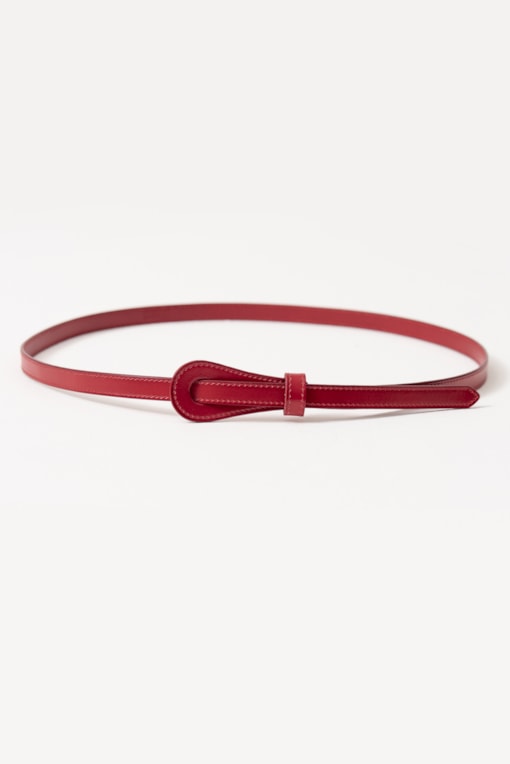 Cinto Couro Com Passante De Fivela Vermelho