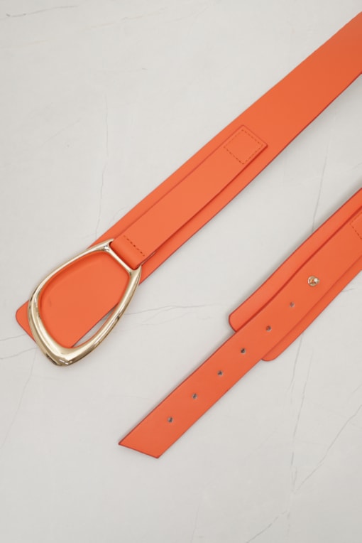 Cinto Detalhe Metal Fechamento Pino Laranja