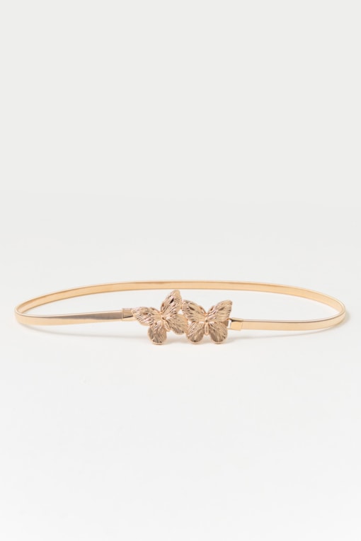 Cinto Elástico Com Fivela Borboletas Dourado