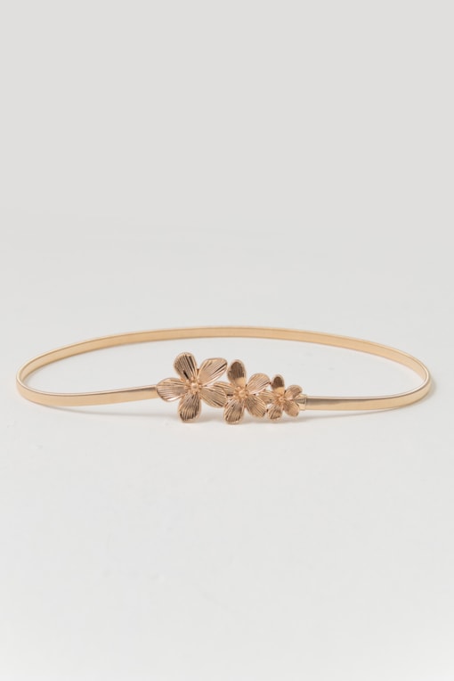 Cinto Elástico Com Fivela Flores Dourado