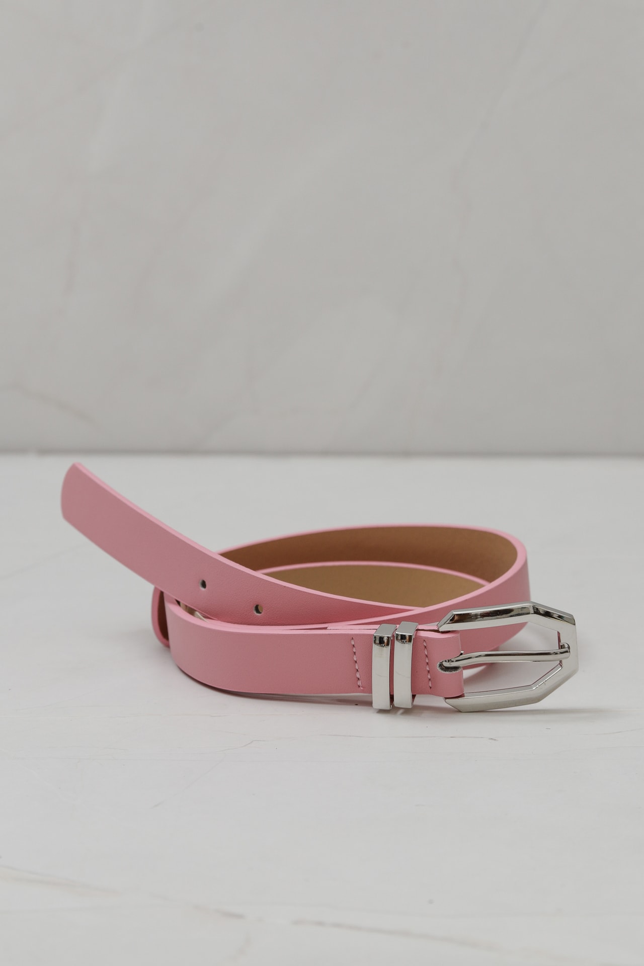 Cinto Fino Fivela Triangular  Rosa