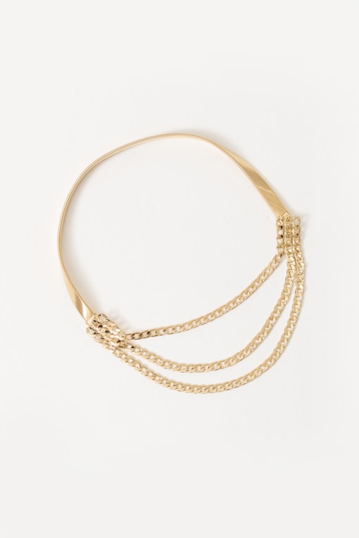 Cinto Metal Elástico Com Correntes Dourado