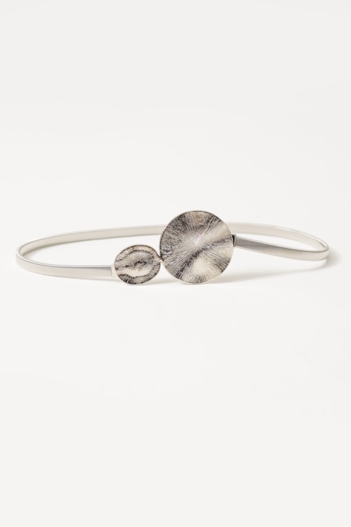 Cinto Metal Elástico Fivela Orgânica Prata