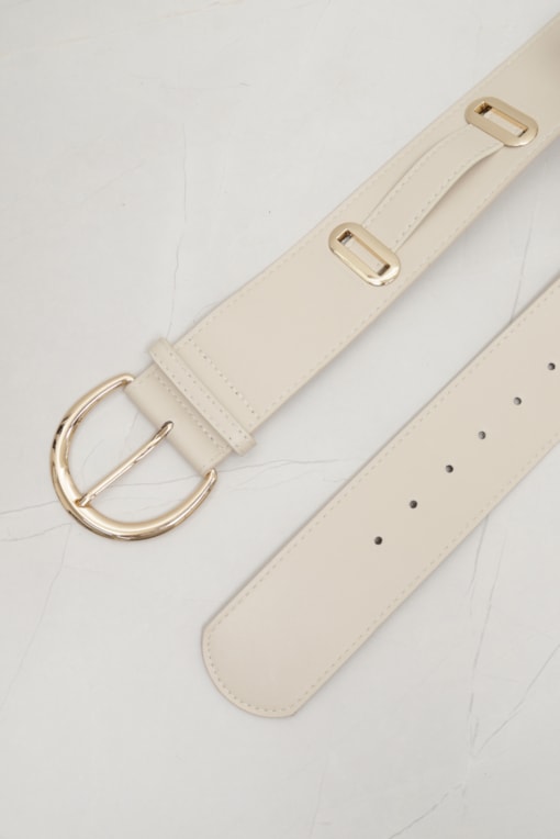 Cinto PU com Detalhes Laterais Bege