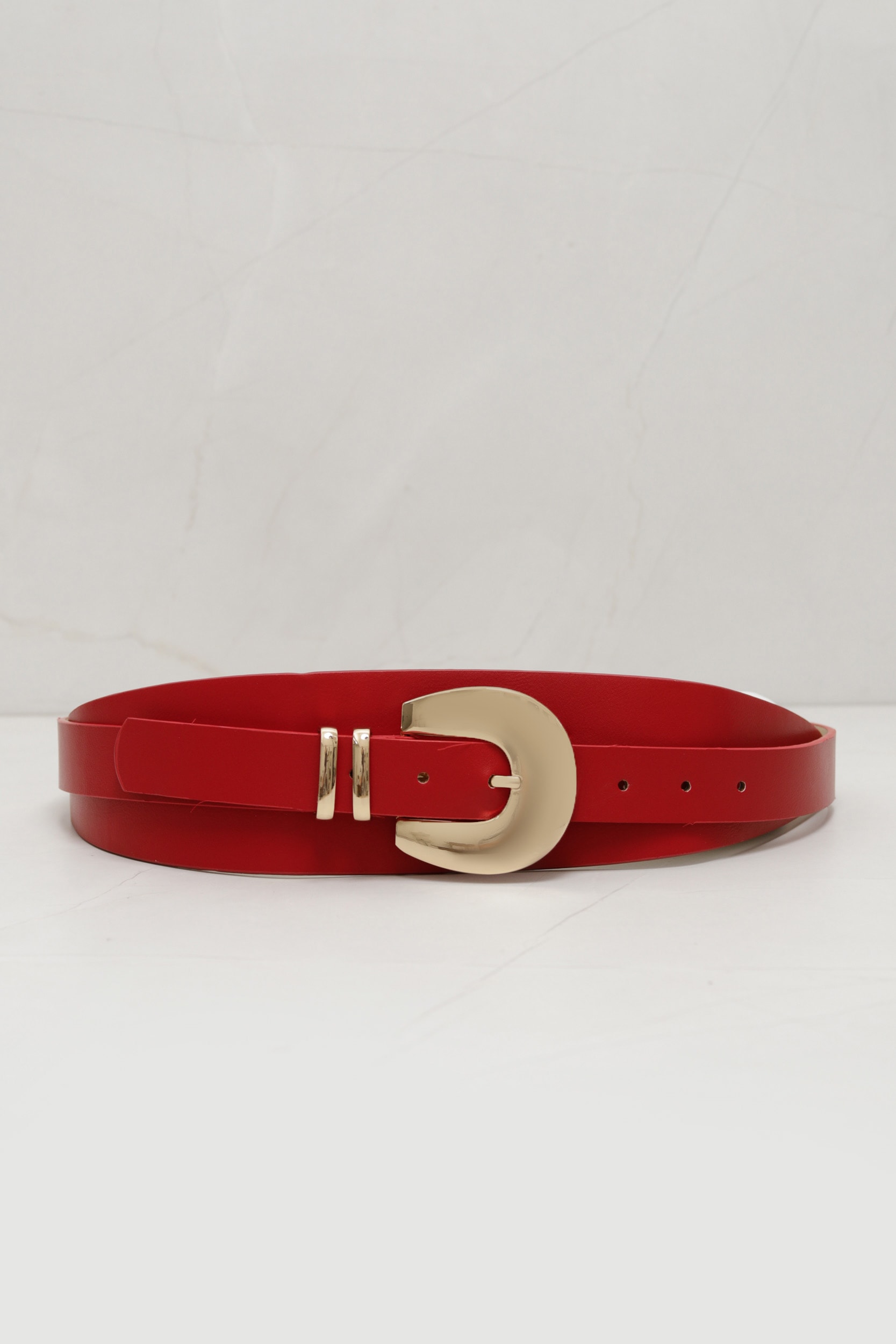 Cinto PU Largo com Passantes Vermelho