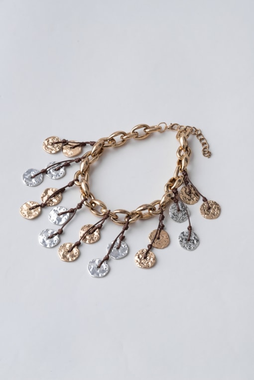 Colar Com Argolas Texturizadas Dourado