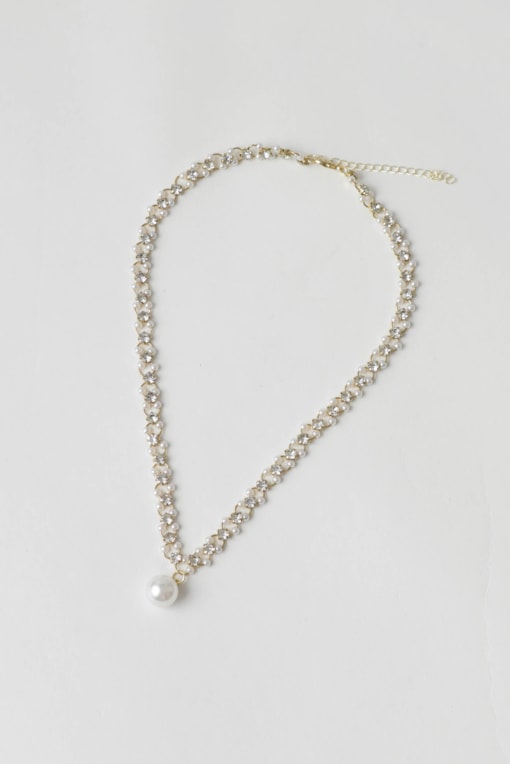 Colar Com Segmentos De Strass Dourado
