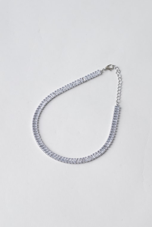 Colar Cravejado Strass Prata