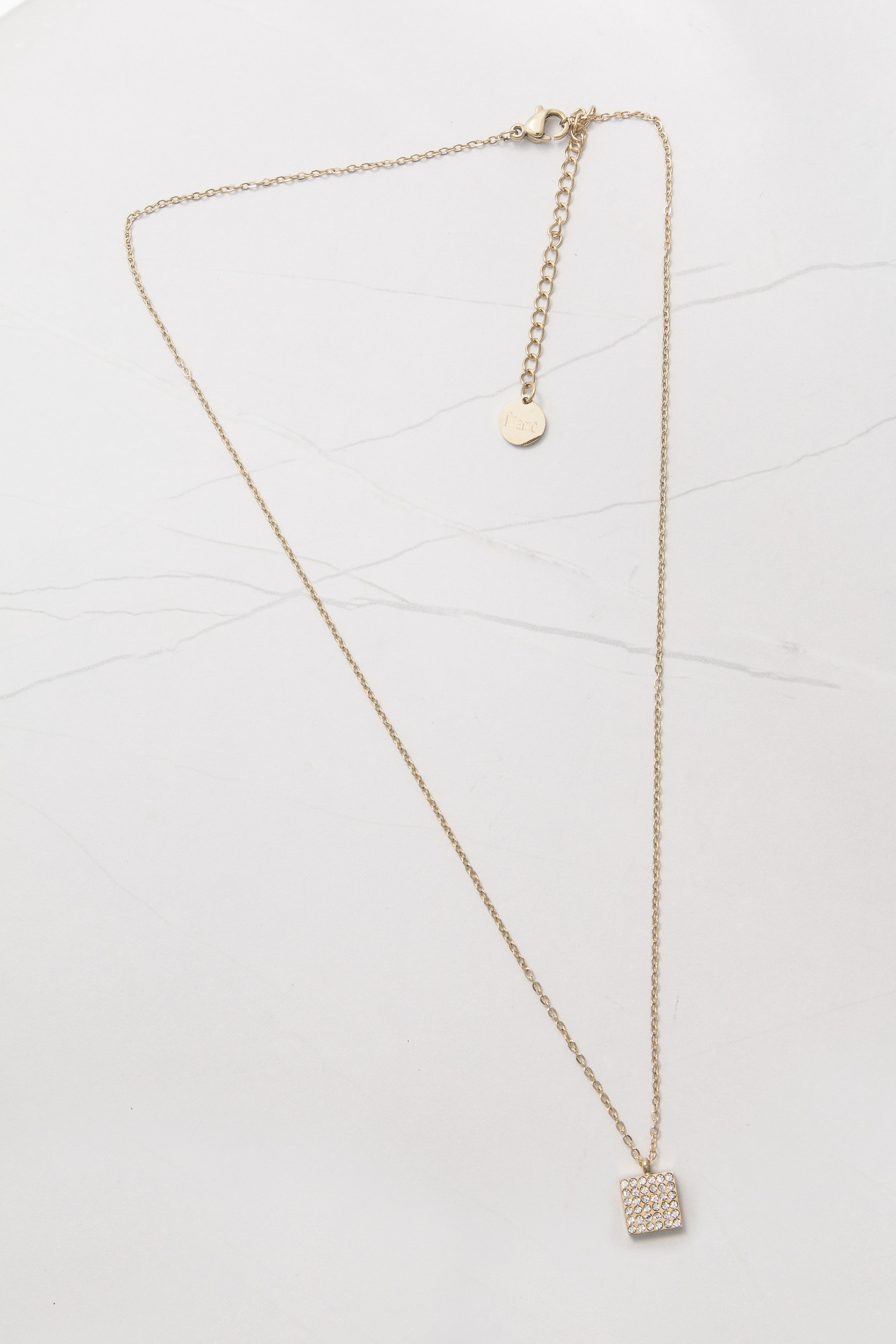 Colar Pingente Strass  Dourado