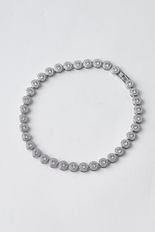 Colar Segmentado E Cravejado Strass Prata