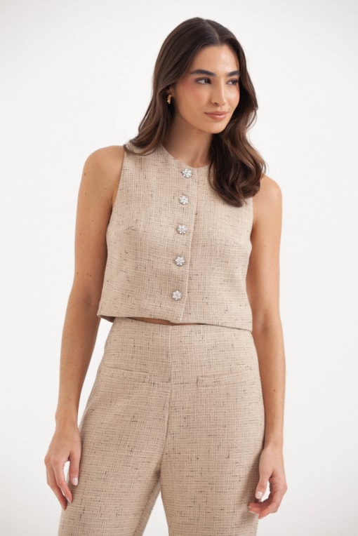 Colete Tweed Bege