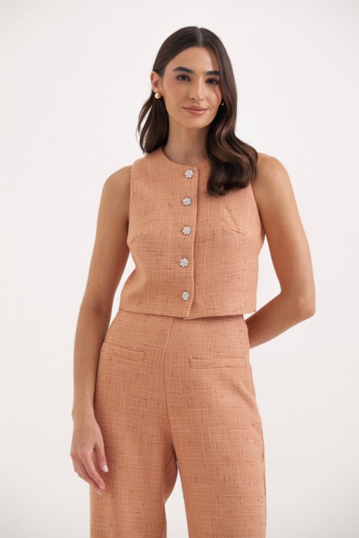 Colete Tweed Salmão