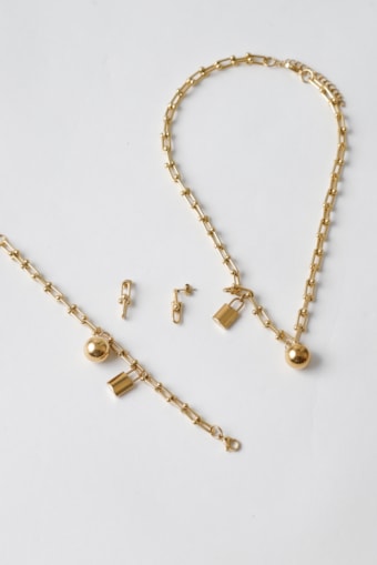 Conjunto 3 Peças Cadeado Dourado