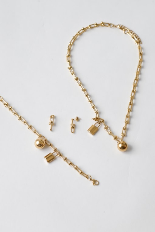 Conjunto 3 Peças Cadeado Dourado