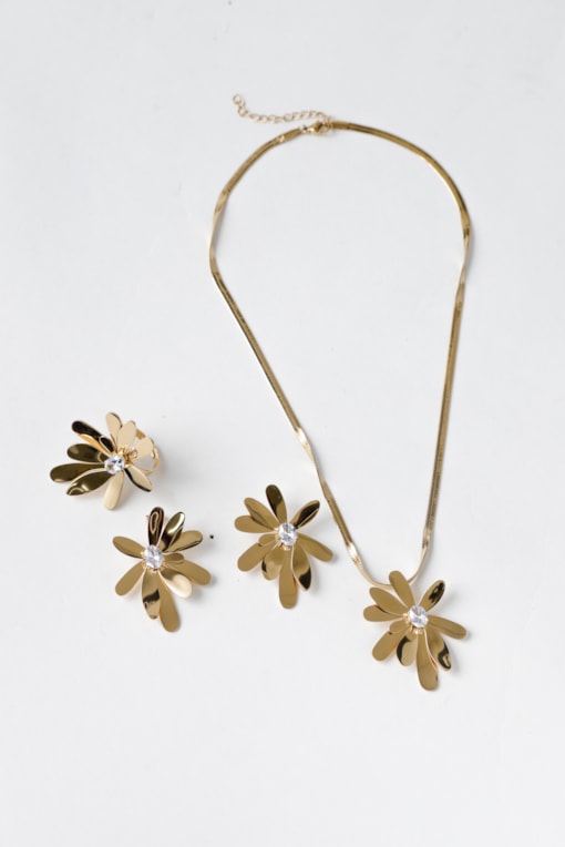 Conjunto 3 Peças Margarida Metalizada Dourado