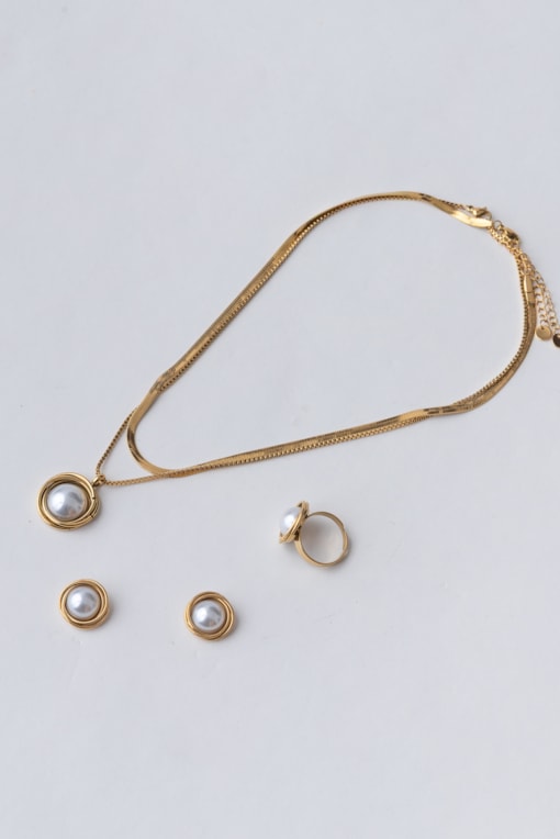 Conjunto 3 Peças Moldura Pérola Dourado