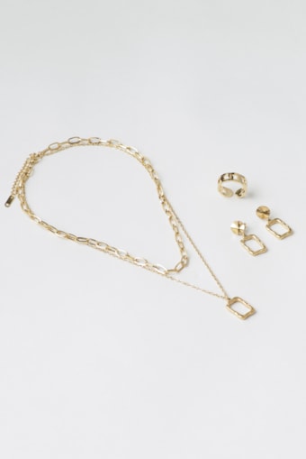 Conjunto 3 Peças Quadrado Orgânico Dourado