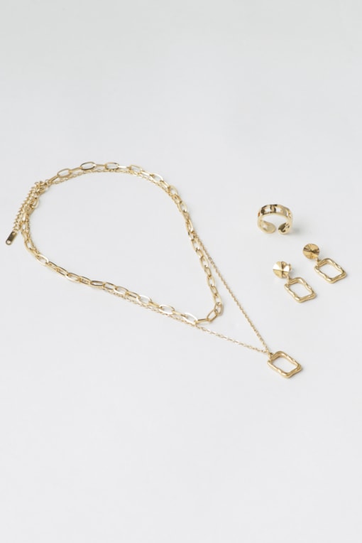 Conjunto 3 Peças Quadrado Orgânico Dourado