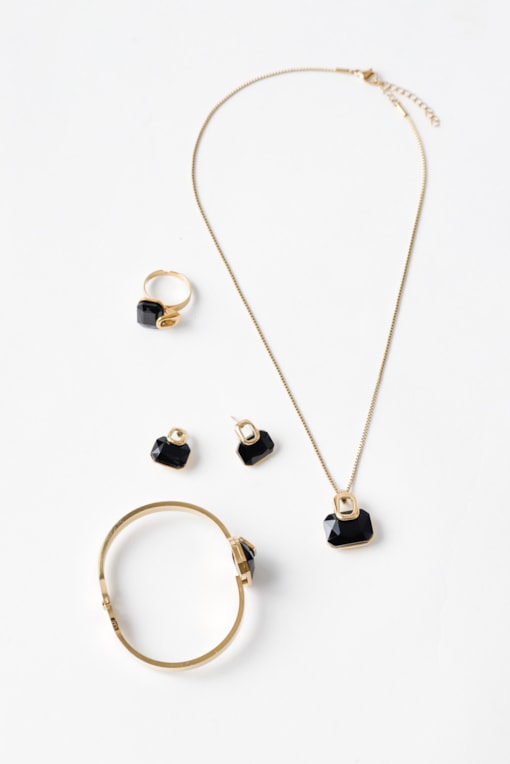 Conjunto 4 Peças Chaton Com Quadrado Preto