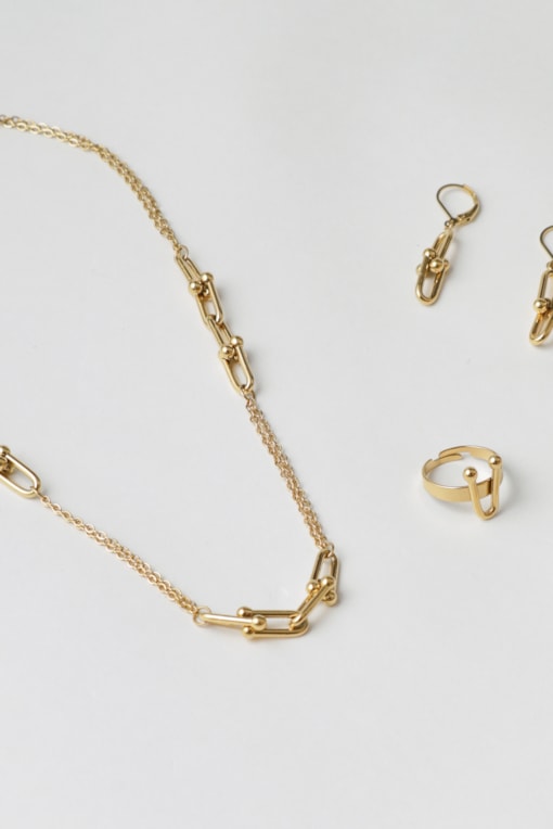 Conjunto 4 Peças Corrente Diferenciada Dourado